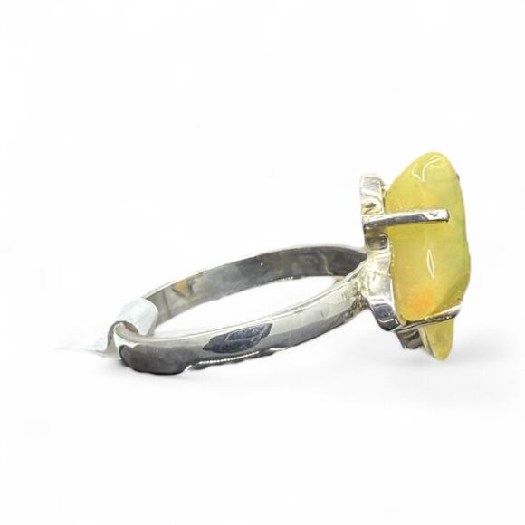 Freeform Ethiopian Opal Ring 925 Sterling Silver Size 9 Handmade - Picture 5 of 7